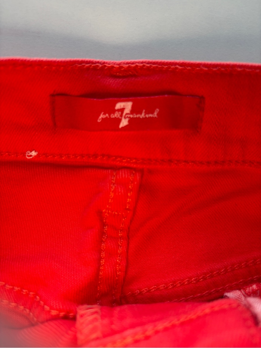 7 for all mankind red wide leg cropped denim jeans high rise women’s size 26 - Picture 5 of 9